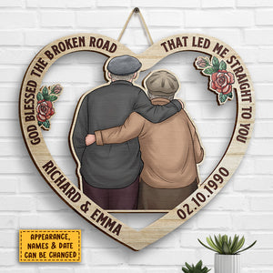 Couple Hugging From Our First Kiss Till Our Last Breath - Gift For Couples, Husband Wife, Personalized Shaped Wood Sign.