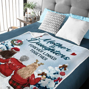 Mother & Daughters Forever Linked Together - Personalized Custom Blanket - Gift For Family, Christmas Gift