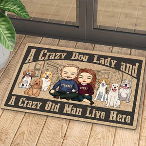 A Crazy Dog Lady Live Here, Sketch House - Personalized Decorative Mat.