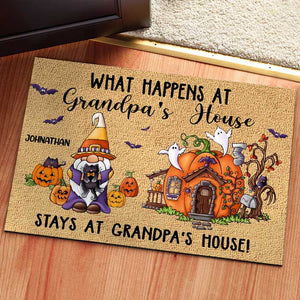 What Happens At Grandpa And Grandma's House - Personalized Decorative Mat.