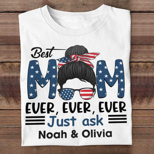 Best American Mom - Gift For 4th Of July - Personalized Unisex T-Shirt.