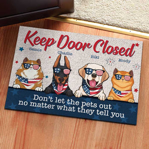 Don't Let The Pet Out - 4th Of July Funny Personalized Pet Decorative Mat (Cat & Dog).