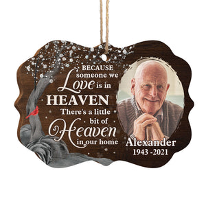 A Little Bit Of Heaven In Our Home - Memorial Personalized Custom Ornament - Wood Benelux Shaped - Upload Image, Sympathy Gift, Christmas Gift For Family