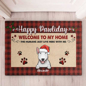 Happy Pawliday - Welcome To Our Home (Dogs & Cats) - Personalized Decorative Mat.