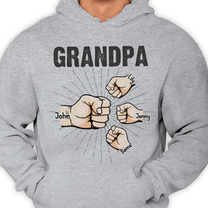 Grandpa Papa & Kids Fist Bump - Gift For Dad, Grandpa - Personalized Unisex T-shirt, Hoodie