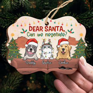 Santa Can We Negotiate - Dog & Cat Personalized Custom Ornament - Wood Benelux Shaped - Christmas Gift For Pet Owners, Pet Lovers