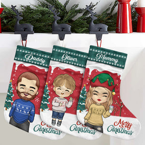 La joie de Noël se partage en famille - Chaussette de Noël personnalisée - Cadeau pour la famille, cadeau de Noël