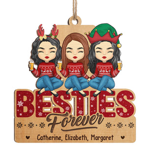Bestie Forever - Bestie Personalized Custom Ornament - Wood Unique Shaped - Christmas Gift For Best Friends, BFF, Sisters