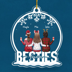 Sisters Forever - Bestie Personalized Custom Ornament - Acrylic Snow Globe Shaped - Christmas Gift For Best Friends, BFF, Sisters