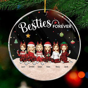 Forever Friends, Forever Young - Bestie Personalized Custom Ornament - Acrylic Round Shaped - Christmas Gift For Best Friends, BFF, Sisters