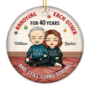 We're Still Annoying Each Other This Christmas - Personalized Custom Round Shaped Ceramic Christmas Ornament - Gift For Couple, Husband Wife, Anniversary, Engagement, Wedding, Marriage Gift, Christmas Gift