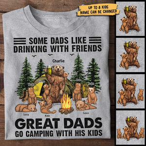 Great Dads Go Camping With His Kids - Personalized Unisex T-Shirt, Father's Day Gift, Custom Gift For Dog Lovers.