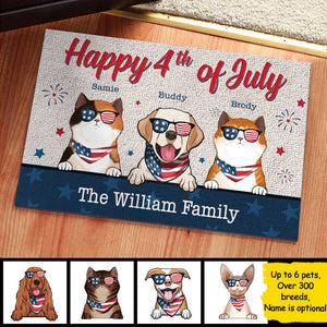 Happy Independence Day - 4th Of July Funny Personalized Pet Decorative Mat (Cat & Dog).