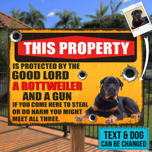 Custom Dog Upload Image, This Property Is Protected - Gift For Dog Lovers, Personalized Metal Sign.