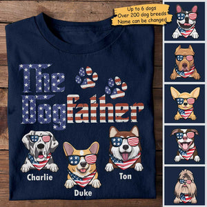 The American Dog Father - Gift For 4th Of July - Personalized Unisex T-Shirt.