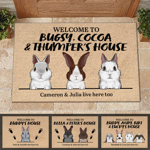 Welcome To The Rabbit's House Bunny - Personalized Decorative Mat.