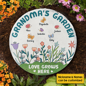 Grandma's Garden Where Love Grows - Personalized Garden Stone - Gift For Grandma, Grandparents