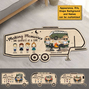 Making Memories One Campsite - Personalized Shaped Decorative Mat - Gift For Couples, Gift For Camping Lovers