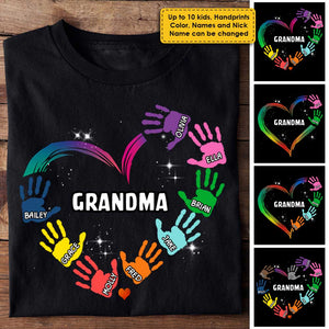 Heart And Kid Handprints - Personalized Unisex T-Shirt.