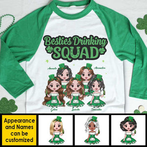 We're A Drinking Squad - Gift For Besties, Personalized St. Patrick's Day Unisex Raglan Shirt.