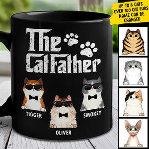 Cat Father - Gift For Dad - Personalized Black Mug.