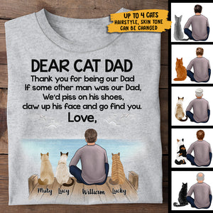 Dear Cat Dad Thank You For Being My Dad - Gift for Dad, Personalized Custom Unisex T-shirt.