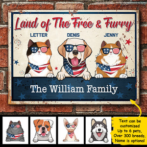 Land Of The Free And Furry - 4th Of July Funny Personalized Pet Metal Sign (Cat & Dog).