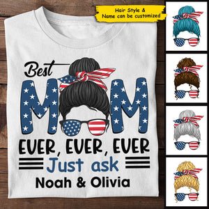 Best American Mom - Gift For 4th Of July - Personalized Unisex T-Shirt.