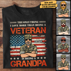 The Only Thing I Love More Than Being A Veteran Is Being A Grandpa - Gift For 4th Of July - Personalized Unisex T-Shirt.