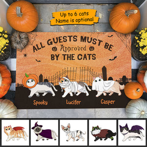 Halloween For Cats - All Guests Must Be Approved By The Cats - Personalized Decorative Mat.