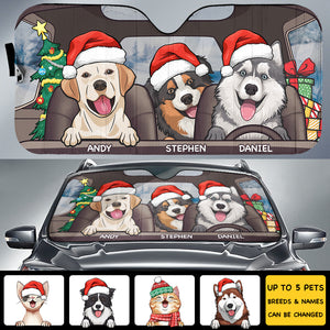Santa Paws Is Coming To Town - Personalized Dog Auto Sun Shade.