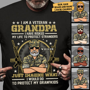 I Am A Veteran Grandpa - Gift For 4th Of July - Personalized Unisex T-Shirt.