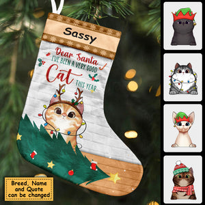 Naughty - Nice - I tried - Cat Christmas Costumes - Personalized Christmas Stocking.