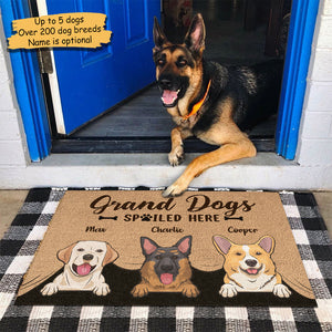 Grand Dogs Spoiled Here - Personalized Decorative Mat.
