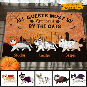 Halloween For Cats - All Guests Must Be Approved By The Cats - Personalized Decorative Mat.