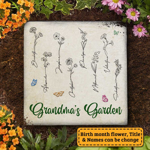 Grandma's Flower Garden - Personalized Garden Stone - Gift For Grandma, Grandparents