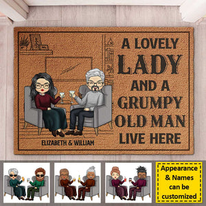 A Lovely Lady & A Grumpy Old Man - Personalized Decorative Mat - Gift For Couples, Husband Wife