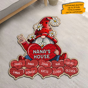 Nana & Kids Hearts - Personalized Shaped Decorative Mat - Gift For Mom, Grandma