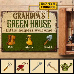 Grandpa's Garden - Little Helpers Welcome - Personalized Metal Sign.