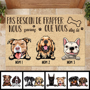 Pas besosin de frapper French - Funny Personalized Dog Decorative Mat.