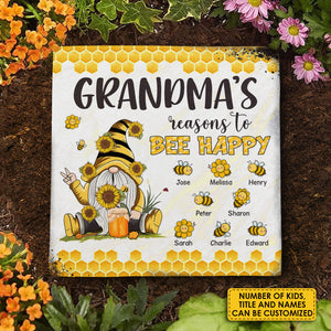 Grandma's Reasons To Bee Happy - Personalized Garden Stone - Gift For Grandma, Grandparents