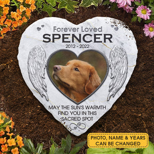 May The Sun's Warmth Find You In This Sacred Spot - Personalized Memorial Stone, Pet Grave Marker - Upload Image, Memorial Gift, Sympathy Gift
