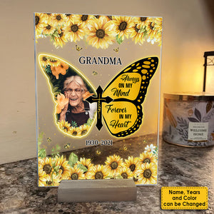 Always On My Mind Forever In My Heart Missing You - Upload Image - Personalized Acrylic Plaque