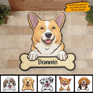 Cute Dog Peeking - Personalized Custom Shaped Decorative Mat.