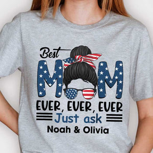 Best American Mom - Gift For 4th Of July - Personalized Unisex T-Shirt.