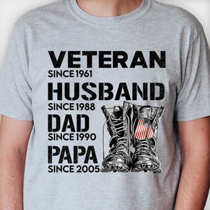Veteran Dad Since - Gift For 4th Of July - Personalized Unisex T-Shirt.