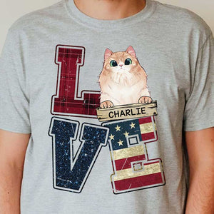 L.O.V.E Cat - Gift for Dad, Personalized Unisex T-Shirt.