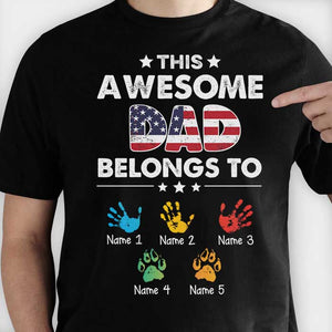 This Awesome Dad Belongs To - Gift for Dad, Personalized Unisex T-Shirt.