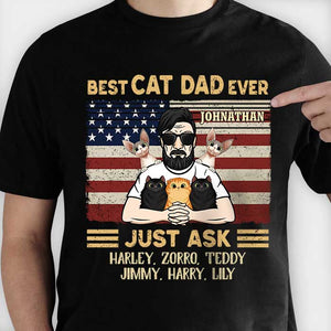 Best Cat Dad Ever - Gift for Dads - Personalized Unisex T-Shirt.