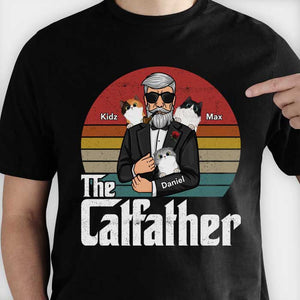 Cat Father The Man The Myth The Legend - Gift for Dad, Personalized Unisex T-Shirt.